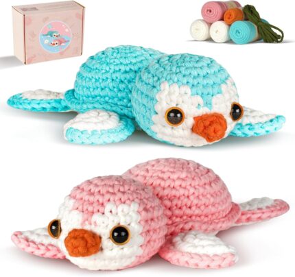 Gipony Crochet Kit for Beginners Animal,Crochet Animal Kits,Crocheting Kit for Starters,Learn to Crochet with Step-by-Step Video Tutorials,Beginner Crochet Kits for Adults(sea Turtle)