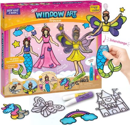 Imagimake Window Art Princess | Suncatcher Kit | Arts and Crafts for Kids Ages 8-12 | Girls Toys Age 6-8 | Unicorn Gifts for Girls Age 6-8 | 5 Year Old Girl Gift | 8 Year Old Girl Birthday Gift
