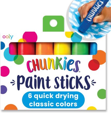 Ooly Chunkies 6 Mess Free Paint Sticks For Kids, Tempera Paint Sticks Kid Safe Colors, No Mess Quick Drying Art Supplies for Toddlers and Kids