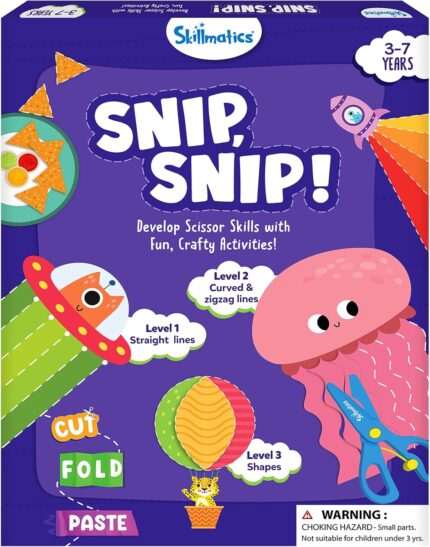 Skillmatics Scissor Skills Activity Book - Snip Snip, Easter Basket Stuffers, 25 Fun Cutting & Creative Activities for Toddlers, 2 Child-Safe Scissors, Felt Craft Kit, Gift for Kids Ages 3, 4, 5, 6, 7