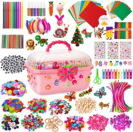 VERYHDSN Arts and Crafts Supplies for Kids-3000+ Pcs DIY Arts & Craft Kit for Boys Girls Ages 4 5 6 7 8 9 10 11 12, 25+Types Craft Materials Bulk, Larage Craft Box Set, Fun&Creative Gift