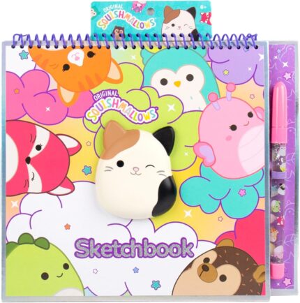 Original Squishmallows Sketchbook, Over 20 Stationery Supplies, Features Squishmallows Scrapbook Stickers, Cam The Cat Fidget Toy, Drawing Paper, Great Kids Craft, Coloring Books for Kids Ages 4-8