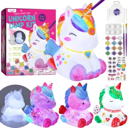 Paint Your Own Unicorn Lamp Kit, Art Supplies Unicorn Painting kit for Kids, Arts and Crafts for Kids Ages 6-12, Unicorn Toys Birthday Easter Gifts for Kids Girls Boys Ages 3 4 5 6 7 8 9 10 11 12+