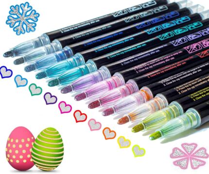 Easter Basket Stuffers,12 Glitter Markers Self Outline Pens Metallic Shimmer Tween Teen Girl Gifts Trendy Stuff,Art Supplies Kids 6 7 10 9-12 Cute Arts Crafts Kids Ages 8-12 Year Old Crafts Girls 8-12