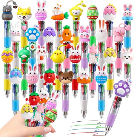 CZWZ 30Pcs Mini Multicolor Pens in One 4-in-1 Cute Pens Bulk for Kids, Ballpoint Pen for Birthdays and Children's Parties, Fun Gifts Assorted Ink Kawaii Pen(Easter)