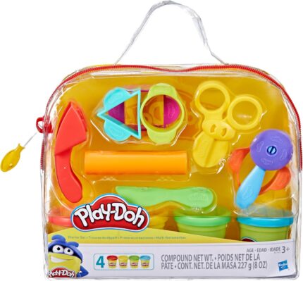 Play-Doh Starter Set 9-Piece Kit with Storage Tote & 4 Modeling Compound Cans, Arts and Crafts for Kids, Back to School Classroom Supplies, Preschool Toys, Ages 3+