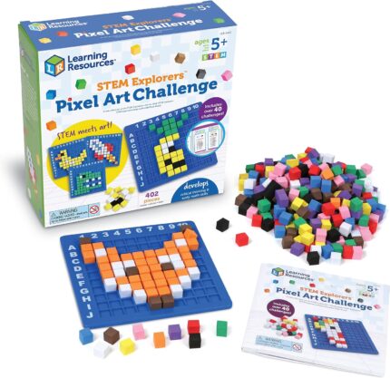 Learning Resources STEM Explorers Pixel Art Challenge - Science Kits & STEM Activities for Kids, Pattern Blocks, Fine Motor Skills, Math Manipulatives, Sorting and Counting, Gifts for Boys and Girls