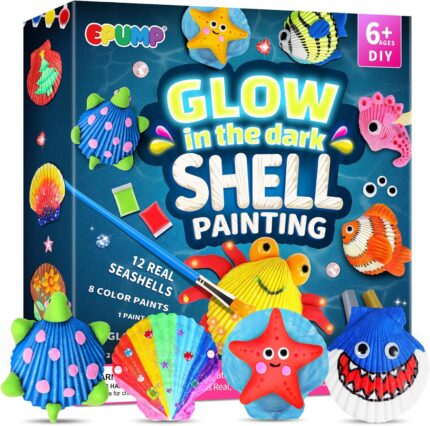 EPUMP Shell Painting Kit - Glow in The Dark Arts and Crafts for Kids Ages 8-12, Art Supplies Creative Activity DIY Toys Birthday Easter Gifts for Boys Girls Age 6 7 8 9 10 11 12+ Years Old